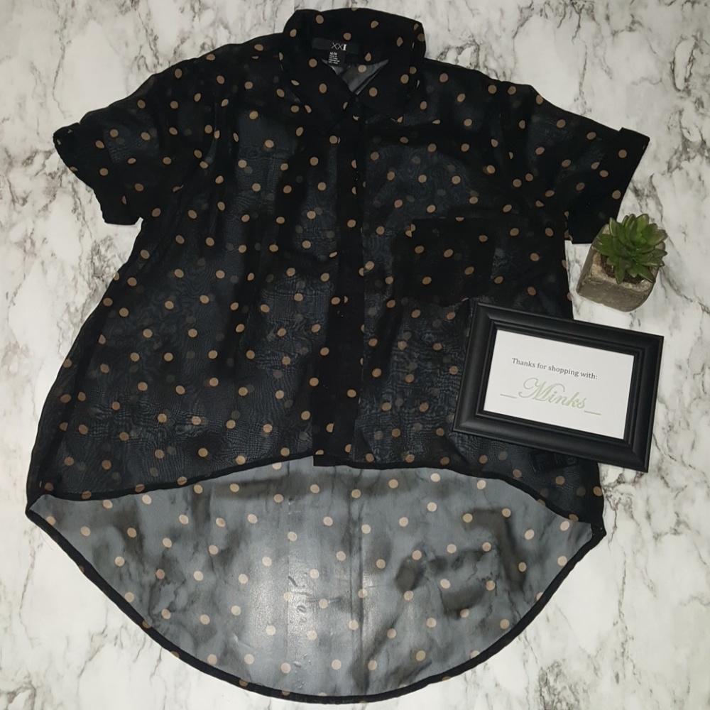 Sheer Forever 21 Black button down blouse